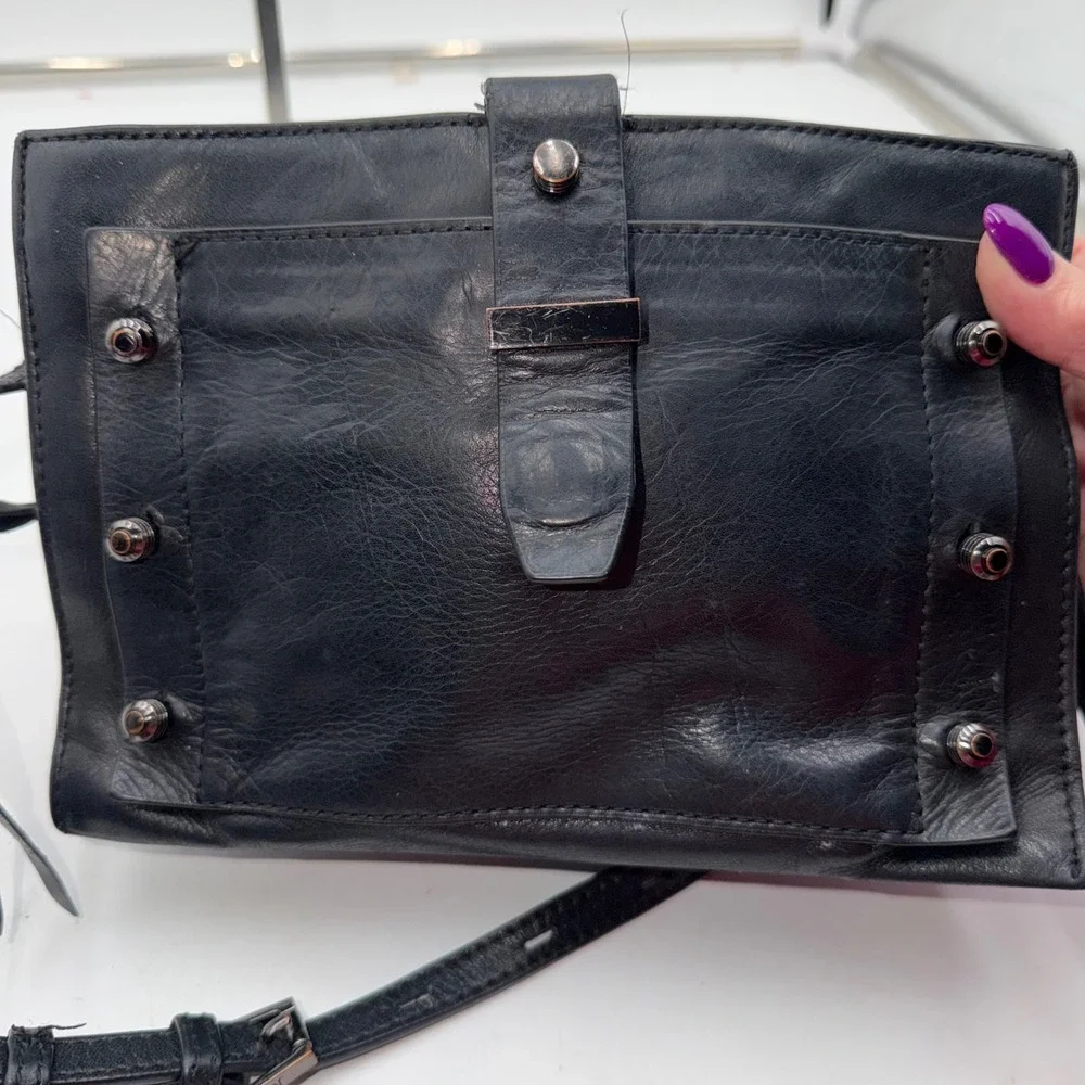 Botkier New York Black Leather Crossbody Bag Studded Multi Compartment Purse